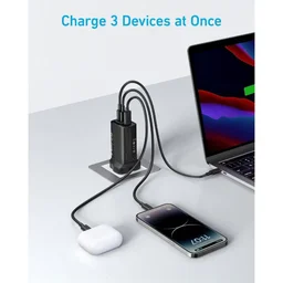 انكر - شاحن جداري 336 يحتوي 3 منافذ وبقوة شحن 67 واط - اسود Anker 336 Charger 67W Black