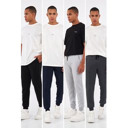 طقم بناطيل رياضية رجالية 4 قطع - أسود، كحلي، رمادي، أنثراسيت Men's 4-Pack Jogger Sweatpants - Black, Navy, Grey, Anthracite