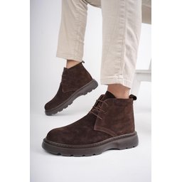 حذاء تشيلسي رجالي Muggo HENRY جلد طبيعي برباط ونعل مريح - بني Muggo HENRY Men's Chelsea Boots - Genuine Leather, Laced, Comfortable Sole - Brown