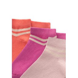 جوارب أطفال مخططة ثلاثية، 5-12 سنة - فوشيا، خوخي، بودرة Striped Ankle Socks 3-Pack for Kids, Ages 5-12 - Fuchsia, Peach, Powder Pink