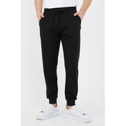 بنطلون رياضي رجالي بقصة مريحة بجيوب - أسود Men's Standard Fit Pocketed Sweatpants - Black