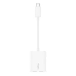محوّل روكستار من يو إس بي-سي إلى منفذي يو إس بي-سي للصوت والشحن RockStar™ 3.5mm Audio + USB-C Charge Adapter