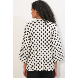 كيمونو نسائي محبوك منقط 5996 - أبيض Women's Knitted Polka Dot Kimono 5996 - White