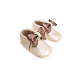 حذاء أطفال جلد طبيعي - Ekru-Rose (مقاسات 17-21) Leather Baby Shoes - Ekru-Rose (Sizes 17-21)