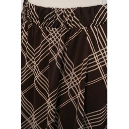 تنورة نسائية مبطنة بنقوش 8075 - بني داكن Women's Patterned Lined Skirt 8075 - Dark Brown