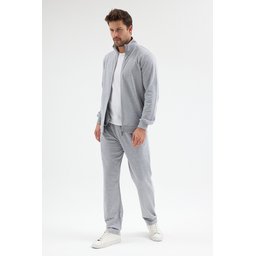 طقم تريننج رجالي رمادي أساسي بقصة مريحة بجيوب من القطن Men's Cotton Regular Fit Comfortable Basic Grey Tracksuit with Pockets