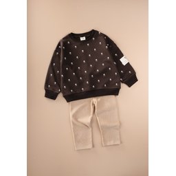 طقم سويت شيرت وبنطال ليجن مخملي للأطفال 2-10 سنوات - بني Velvet Leggings Sweatshirt Set for Kids 2-10 Years - Brown