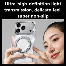 كفر آيفون 18 برو ماكس شفاف كريستالي مع ماك سيف ومسند دوّار iPhone 18 Pro Max SULADA Clear MagSafe 360° Rotating Case
