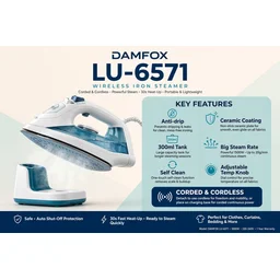 مكواة دامفوكس واير ليس DAMFOKS Cordless Steam Iron