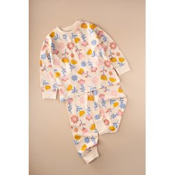 طقم بيجامة أطفال قطن بنقشة زهور - 2-8 سنوات Kids' Floral Pattern Cotton Pajama Set - 2-8 Years