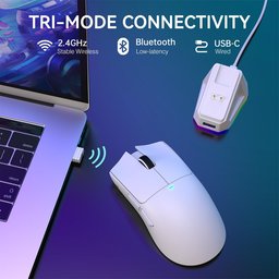 ماوس ألعاب أتاك شارك X11 لاسلكي ثلاثي الاتصال مع قاعدة شحن مغناطيسية وإضاءة RGB ATTACK SHARK X11 Tri-Mode Wireless Gaming Mouse with Magnetic Charging Dock