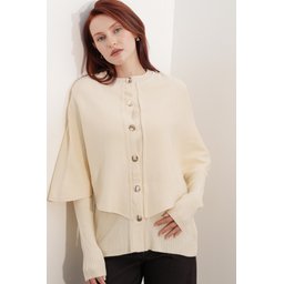 كارديجان نسائي تريكو بستايل الكاب 15967 - كريمي Women's Cape Style Knit Cardigan 15967 - Cream