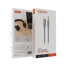 كابل صوت بورودو من واجهة أليكس إلى منفذ لايتنينج وتايب سي مع إضاءة إل إي دي USB-C LED Light Braided Audio Cable