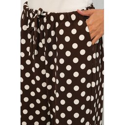 بنطلون نسائي واسع الساق منقط 30116 - بني Women's Wide Leg Polka Dot Trousers 30116 - Brown