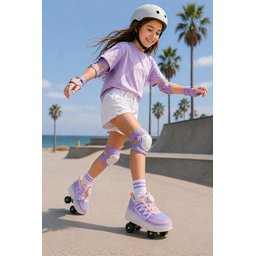 حذاء رياضي MUGGO SKATE للأطفال بعجلات وإضاءة - ليلكي MUGGO SKATE Kids' Light-Up Roller Sneaker Shoes - Lilac