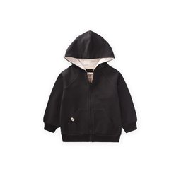 جاكيت بغطاء رأس بسحاب للأطفال 1-14 سنة - أسود Kids Hooded Zipper Cardigan 1-14 Years - Black