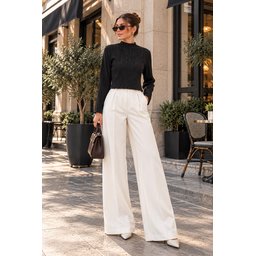 بلوزة نسائية سوداء بتفاصيل ياقة مميزة 40041 Women's Textured Blouse with Collar Detail 40041 - Black