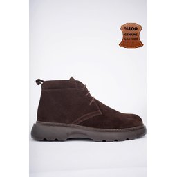 حذاء تشيلسي رجالي Muggo HENRY جلد طبيعي برباط ونعل مريح - بني Muggo HENRY Men's Chelsea Boots - Genuine Leather, Laced, Comfortable Sole - Brown