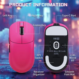 ماوس ألعاب أتاك شارك X8 SE لاسلكي ثلاثي الاتصال وقابل للشحن ATTACK SHARK X8 SE Tri-Mode Wireless Rechargeable Gaming Mouse