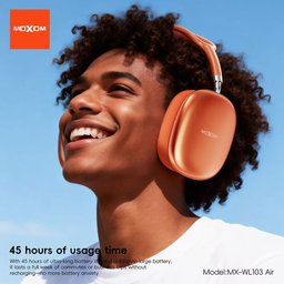 سماعه طوك بلوتوث لون برتقالي ماركه موكسوم العالميه Headset Brand Moxom orange