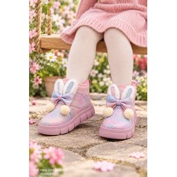 بوت Muggo PIPA شتوي بناتي فرو داخلي بتصميم أذن أرنب وفيونكة - بودرة Muggo PIPA Girls' Winter Boots with Rabbit Ears, Bow, and Faux Fur Lining - Powder Pink