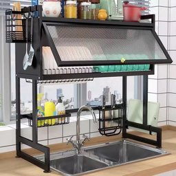 سلة صحون حوضين باب شفاف Double-Basin Dish Rack with Transparent Door