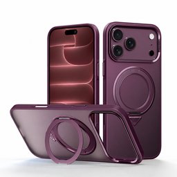 كفر آيفون 18 برو ماكس أكريليك من سيلادا مع ماك سيف ومسند دوّار iPhone 18 Pro Max SULADA Frosted MagSafe 360° Rotating Case