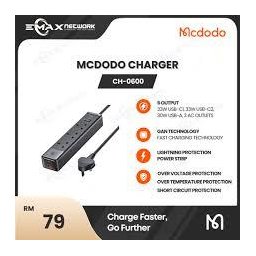 شاحن سيارة MC 120 واط 1C+1A مع كابلات USB-C وLighting قابلة للسحب MC 6-in-1 30W GaN Surge Protection Power Strip