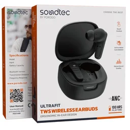 سماعات أذن لاسلكية بورودو ساوندتيك أولترافيت تي دبليو إس Porodo Soundtec Ultrafit TWS Wireless Earbuds