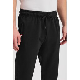 بنطلون رياضي رجالي مريح بقصة مستقيمة، 2 قطعة، أسود-فحمي ورمادي-كحلي Men's Relaxed Fit Straight Leg Sweatpants with Zipper Pockets, 2-Pack - Black-Anthracite & Grey-Navy