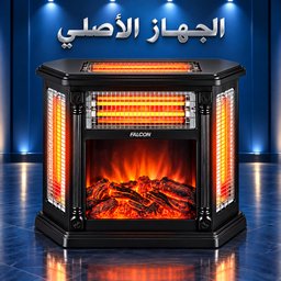 صوبة كوارتز كهربائية فالكون من شركة كينوود – 6 أنابيب و منظر جمر KENWOOD FALCON Quartz Electric Heater 2200W – 6 Tubes