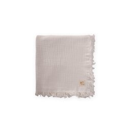 بطانية موسلين عضوية بأربع طبقات مع شراشيب 80x120 سم - لون إكرو Four-Layer Tasseled Organic Muslin Blanket 80x120 cm - Ecru