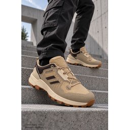 حذاء MUGGO TORVEX شتوي للجنسين برباط ونعل سميك للمشي والتنزه - بيج Muggo TORVEX Thick-Soled Lace-Up Unisex Winter Outdoor Trekking Boots - Beige