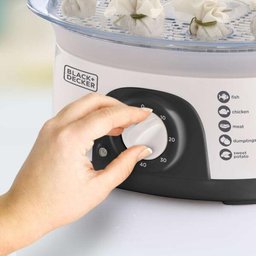 جهاز طبخ بالبخار من بلاك+ديكر HS6000-B5 قوة 775 واط باللون الابيض والفضي Black&Decker HS6000-B5 FOOD STEAMER 775W silver/ White
