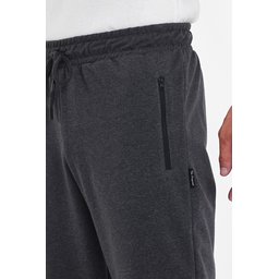 شورت برمودا رجالي أنثراسيت بجيوب وسحاب، طول الركبة، خصر مطاطي قابل للتعديل Men's Anthracite Bermuda Shorts with Zipper Pockets, Knee-Length, Adjustable Elastic Waist