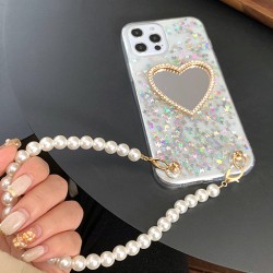 كفر لاجهزة ايفون Glitter iPhone Case with Makeup Heart Mirror