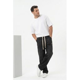 بنطلون جينز رجالي بقصة واسعة ومريحة 30073 - أسود Men's Relaxed Fit Baggy Jean Pants 30073 - Black