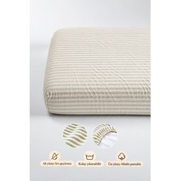 شرشف سرير أطفال موسلين مطاطي مقاوم للماء 60x120x15 سم - نعناعي مخطط سميك Muslin Fitted Crib Sheet Waterproof 60x120x15 Mint Thick Striped