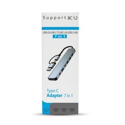 موزع منافذ USB احترافي جداً متعدد 7×1 لجميع الأجهزة.. هواتف، لابتوب، تجميعات، بلاي ستيشن، اكس بوكس، بمنفذين للربط Type-C وUSB BYL-2217TU 7-in-1 Universal Hub Adapter - Dual Input USB 3.0 & USB-C Multiport Splitter with USB 3.0, USB 2.0, USB-C DC Ports