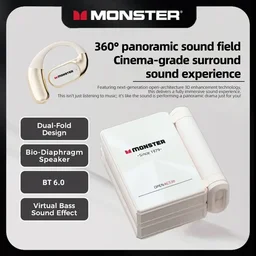 سماعات مونستر AC530 لاسلكية بتصميم قابل للطي المزدوج – أبيض Monster AC530 Dual-Fold Wireless Earbuds- White