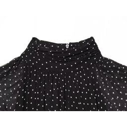 فستان ميدي أسود بنقشة البولكا دوت وأكمام مكشكشة Polka dot dress with puffed sleeves