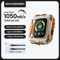 قرص SSD محمول MOVESPEED GD10 بسعة 1 تيرابايت MOVESPEED GD10 1TB 1050MB/s Touch Screen Unlock Portable SSD