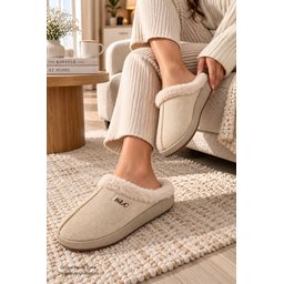 شبشب منزلي نسائي Muggo BLADE شتوي مبطن بالفرو مريح - بيج Muggo BLADE Women's Winter Faux-Fur Lined Comfortable Home Slippers - Beige