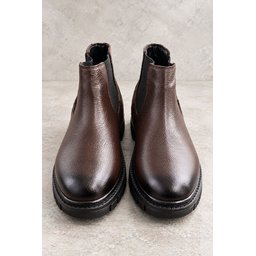 Muggo THOR حذاء تشيلسي رجالي شتوي جلد طبيعي سميك النعل - بني Muggo THOR Men's Genuine Leather Thick Sole Winter Chelsea Boots - Brown
