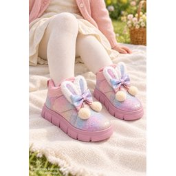 بوت Muggo PIPA شتوي بناتي فرو داخلي بتصميم أذن أرنب وفيونكة - بودرة Muggo PIPA Girls' Winter Boots with Rabbit Ears, Bow, and Faux Fur Lining - Powder Pink