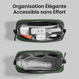 تومتوك - حقيبة ملحقات إلكترونية Light-T12 سعة 1 لتر - اخضر مخطط Tomtoc Light-T12 Electronic Accessory Pouch 1L Green Plaid