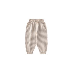 بنطلون شالوار موسلين للأطفال 1-6 سنوات - رمادي فاتح مخطط Muslin Shalwar Trousers for Kids 1-6 Years - Light Grey Striped