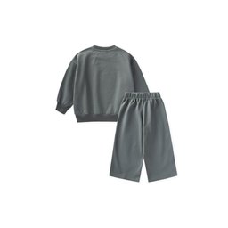 طقم سويت شيرت للأطفال بتفاصيل شريطية - أخضر فاتح (2-10 سنوات) Kids' Striped Detail Sweatshirt Set - Light Green (2-10 Years)