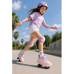 Muggo SKY حذاء رياضي أطفال بعجلات وإضاءة LED - بودرة Muggo SKY Kids' Light-Up Roller Skate Sneaker Shoes - Powder Pink
