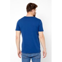 تي شيرت رجالي قطن 100% بقصة عادية وياقة V لون نيلي Men's Indigo 100% Cotton Basic Regular Fit V-Neck Short Sleeve T-Shirt